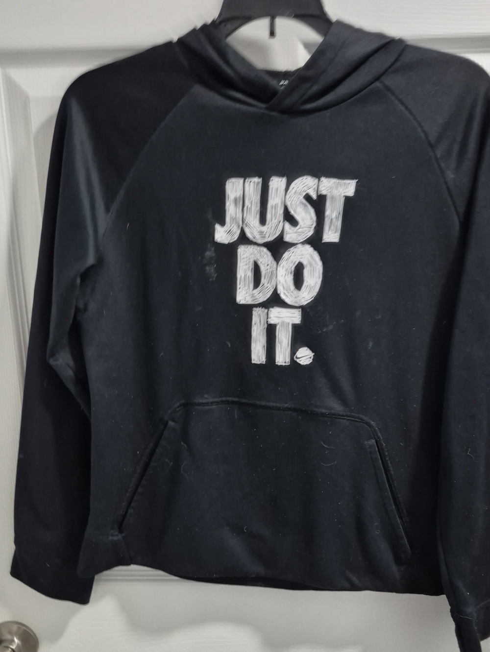 Nike Black Hoodie with White "Just Do It." Graphic - Picture 1 of 3